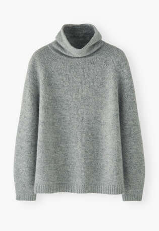 High-neck raglan sweater, Soft denim, webstill
