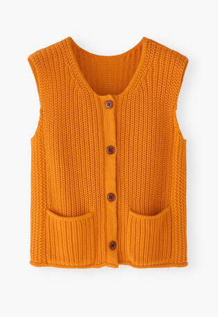&Auml;rmelloser Cardigan, Safran, webstill