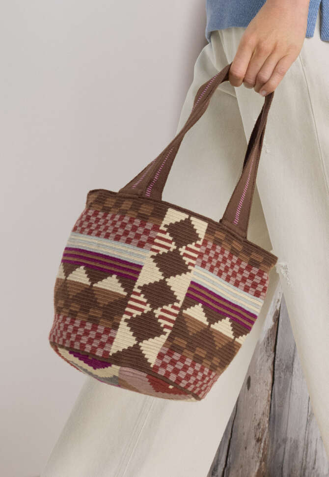 Gewebte Bucket-Bag, Kastanie, completeTheLook