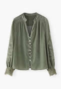 Velvet cutwork blouse, Sea green, webstill