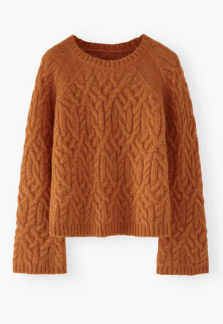 Zopfmuster-Pullover, Marmelade, webstill