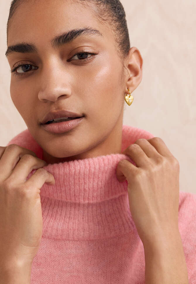 Herzf&ouml;rmige Ohrringe, Gold, completeTheLook