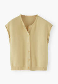 Pullover mit Knopfleiste, Zartes Gelb, webstill