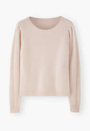 Pullover mit Puff&auml;rmeln, Blasse Bl&uuml;te, webstill