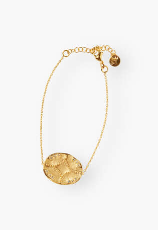 Scheibenarmband, Gold, webstill