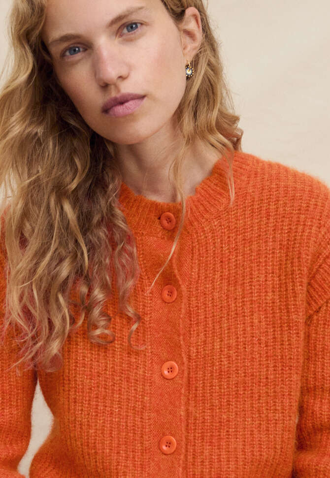 Rippstrick-Cardigan, Rotorange, completeTheLook