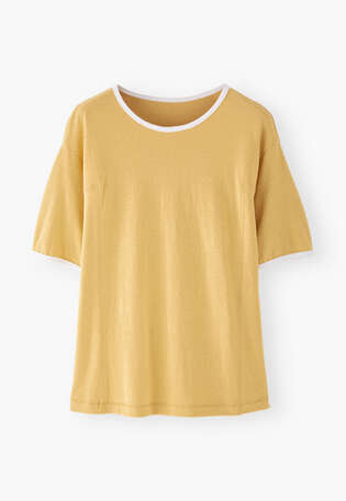 Jersey-T-Shirt, Warmes Gelb, webstill