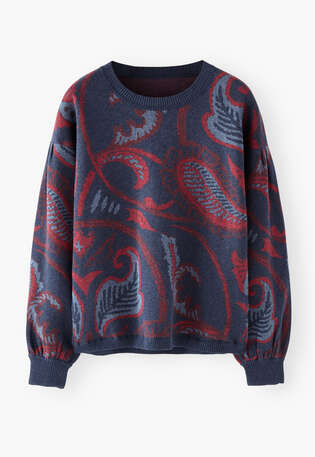 Jacquard sweater, Ink raspberry, webstill
