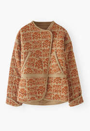 Steppjacke mit Print, Orange-Lohbraun, webstill