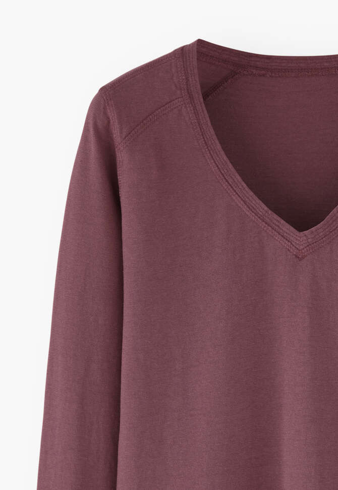 Oberteil mit V-Ausschnitt, Aubergine, completeTheLook