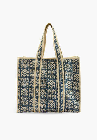 Bedruckte Stepptasche, Denim/Blau, webstill