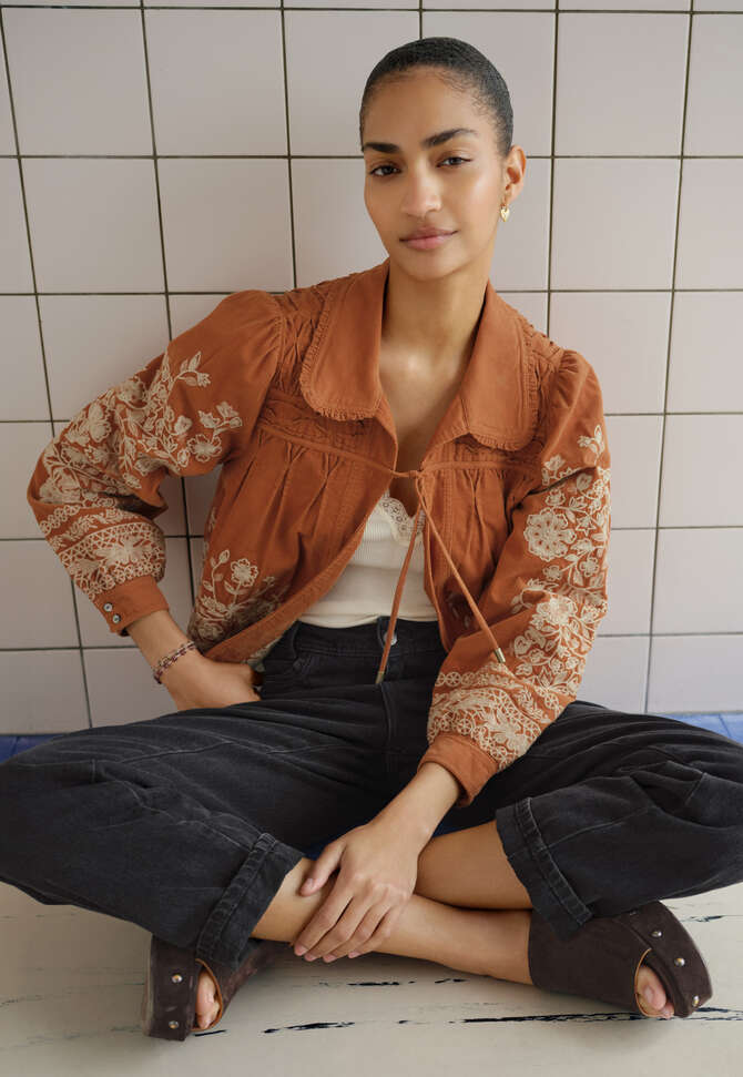 Bestickte Cordjacke, Rost, completeTheLook