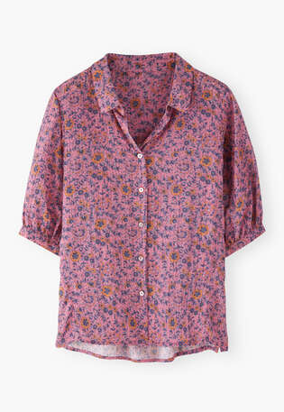 Bedruckte Bluse, Pink, webstill