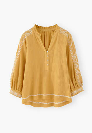 Bestickte Bluse, Toskanische Sonne, webstill