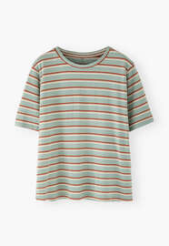 Gestreiftes T-Shirt, Meerschaum/Rot, webstill