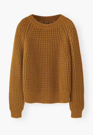 Raglanpullover, Goldbraun, webstill