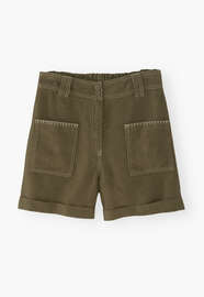 Shorts mit aufgesetzten Taschen, Zimtbraun, webstill