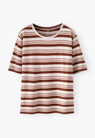 Gestreiftes T-Shirt, Perle/Ros&eacute;, webstill