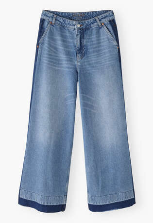 Jeans mit weitem Bein und Nahtstreifen, Mid-Vintage, webstill