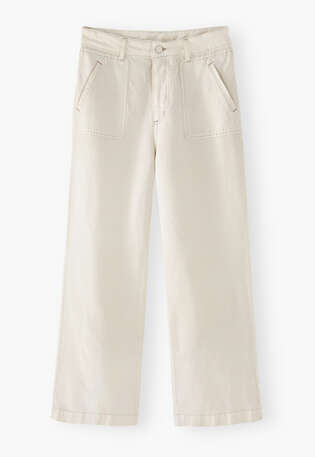 Hose mit Profiltaschen, Elfenbein, webstill