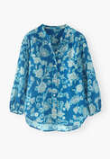 Collarless printed blouse, Electric blue, webstill