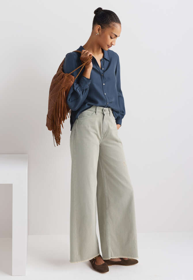 Bluse mit Ziern&auml;hten, Indigo, completeTheLook