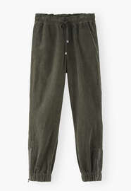 Cord-Jogginghose, Rauchiges Khaki, webstill
