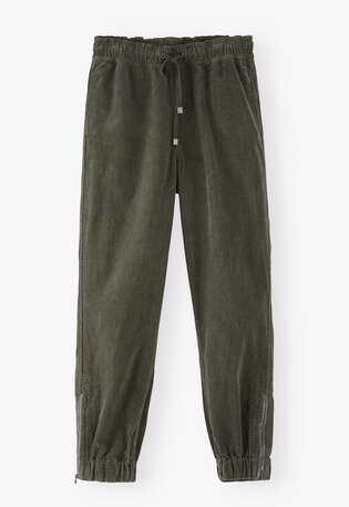 Cord-Jogginghose, Rauchiges Khaki, webstill