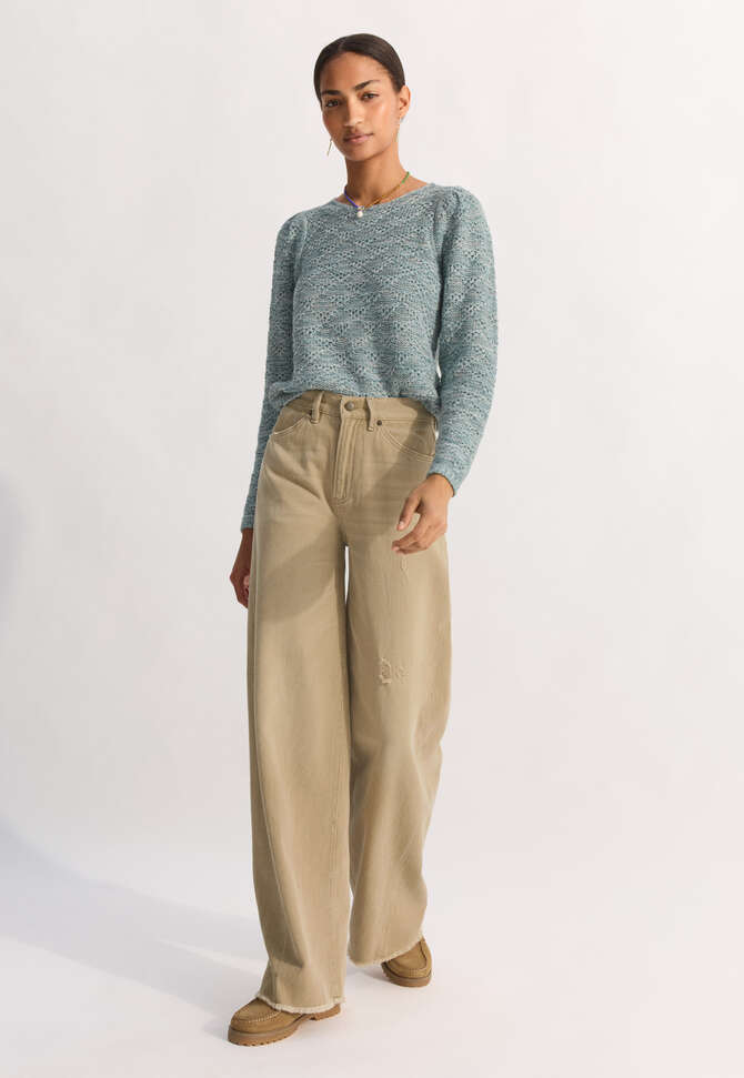 Pullover mit Zopfmuster, Ozean/Mint, completeTheLook