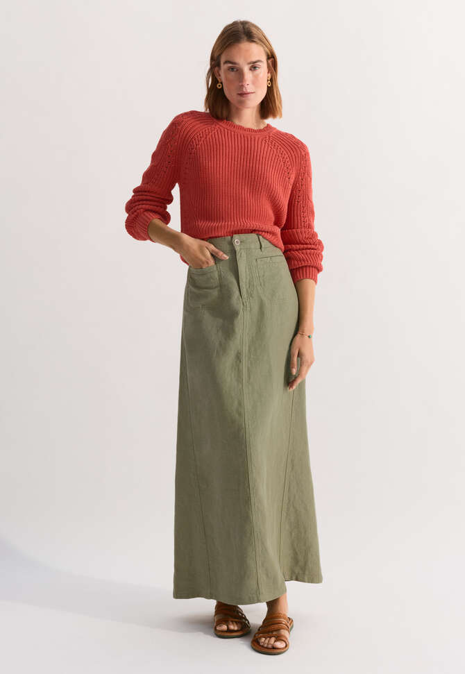 Pullover mit Zopfmuster&auml;rmeln, Erdbeere, completeTheLook