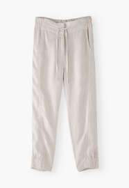 Schmal zulaufende Hose, Warmes Grau, webstill