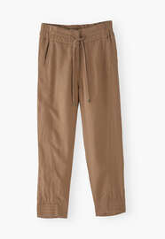 Schmal zulaufende Hose, Toskanisches Braun, webstill