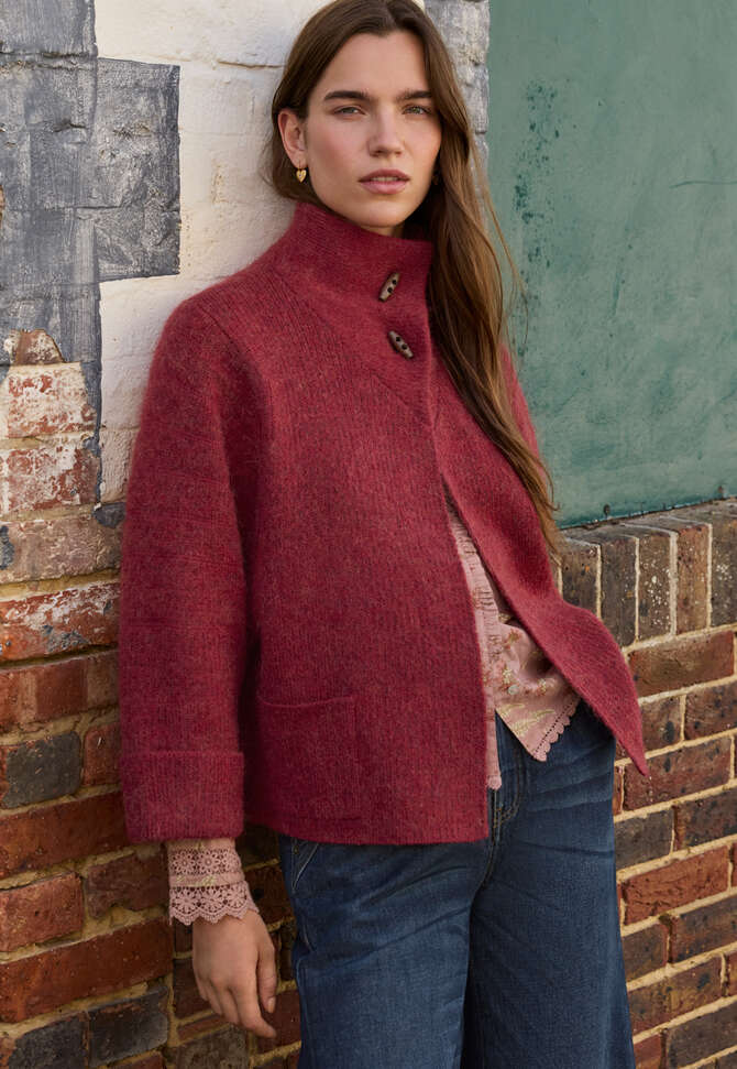 Knitted jacket, Strong ruby, completeTheLook