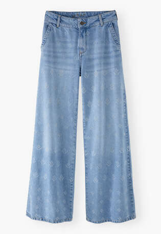 Gelaserte Jeans mit weitem Bein, Blasses Vintage Regul&auml;r, webstill