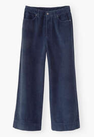 K&uuml;rzer geschnittene Hose mit weitem Bein, Denim, webstill