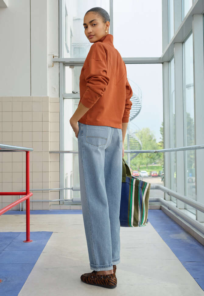 Sweatshirt mit Streifen, Gebranntes Orange, completeTheLook