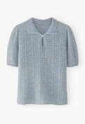 Lace-stitch sweater, Chalk blue, webstill