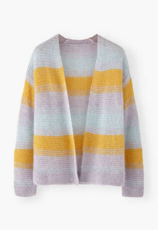Streifen-Cardigan, Gold/Himmelblau, webstill