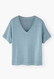 T-Shirt mit V-Ausschnitt, Chambray, webstill
