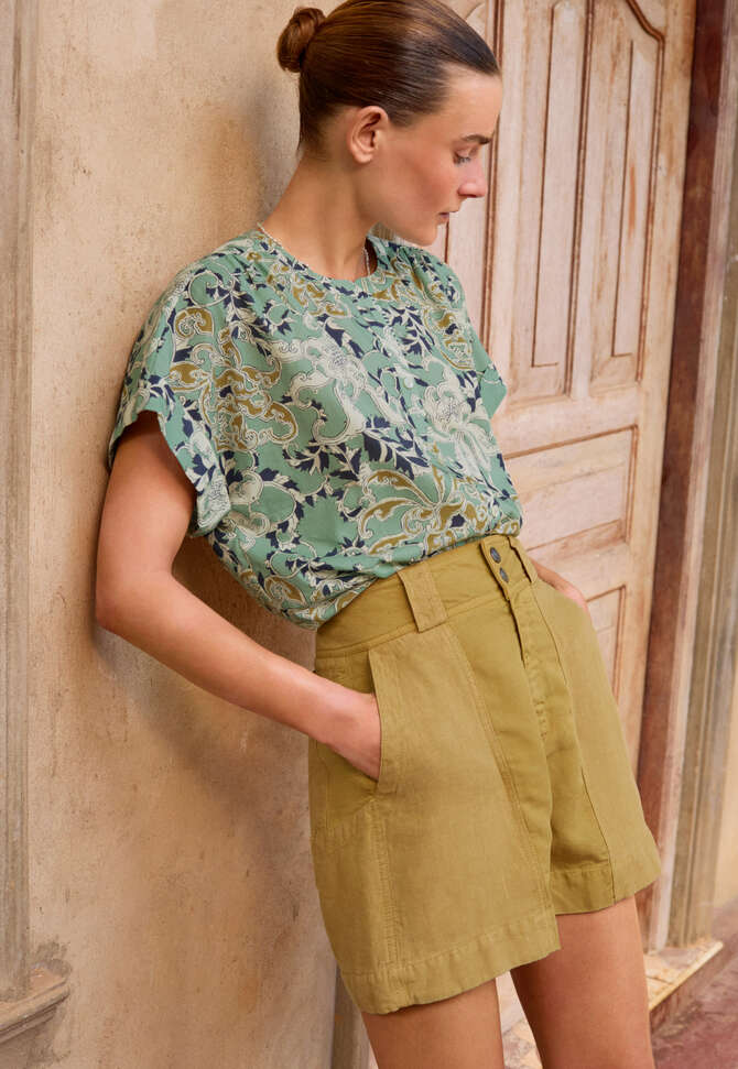 Bedruckte Bluse, Meerschaum/Ocker, completeTheLook