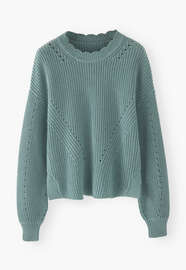 Rippstrickpullover, Tiefes Ozeanblau, webstill