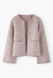 Steppjacke mit G&auml;nsebl&uuml;mchen, Zartes Ros&eacute;, webstill
