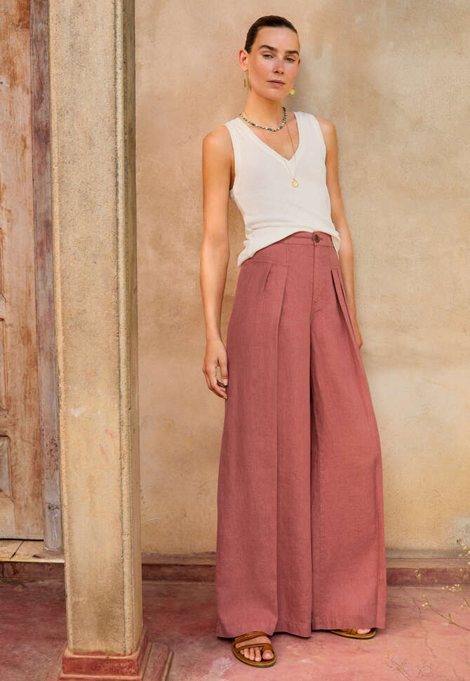 Hose mit Falten, Terrakotta, completeTheLook