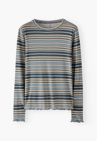 Striped jersey top, Blue stone, webstill