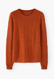 Pullover im Spitzenmuster, Flammendes Orange, webstill