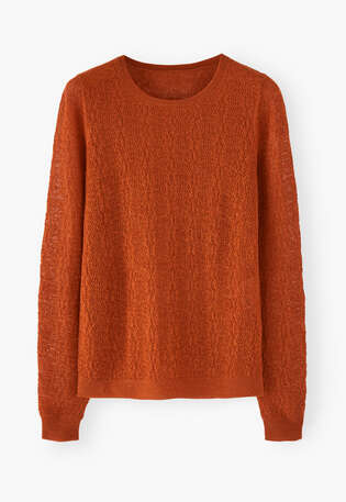 Pullover im Spitzenmuster, Flammendes Orange, webstill