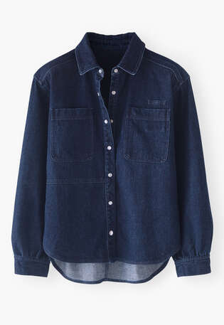 Hemd aus Denim, Dunkle Waschung, webstill
