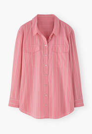 Gestreifte Bluse, Melonenrosa, webstill