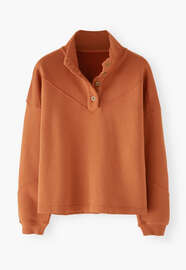 Sweatshirt mit Streifen, Gebranntes Orange, webstill
