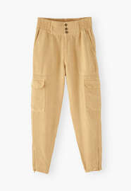 Cargohose, Goldenes Sandbeige, webstill